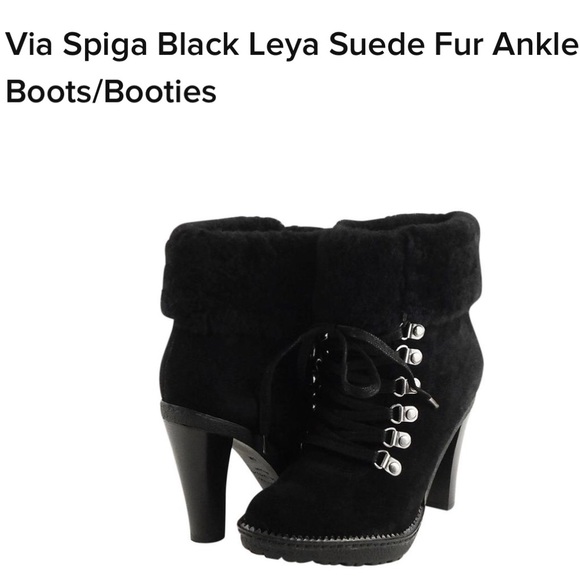 high heel boots with fur trim